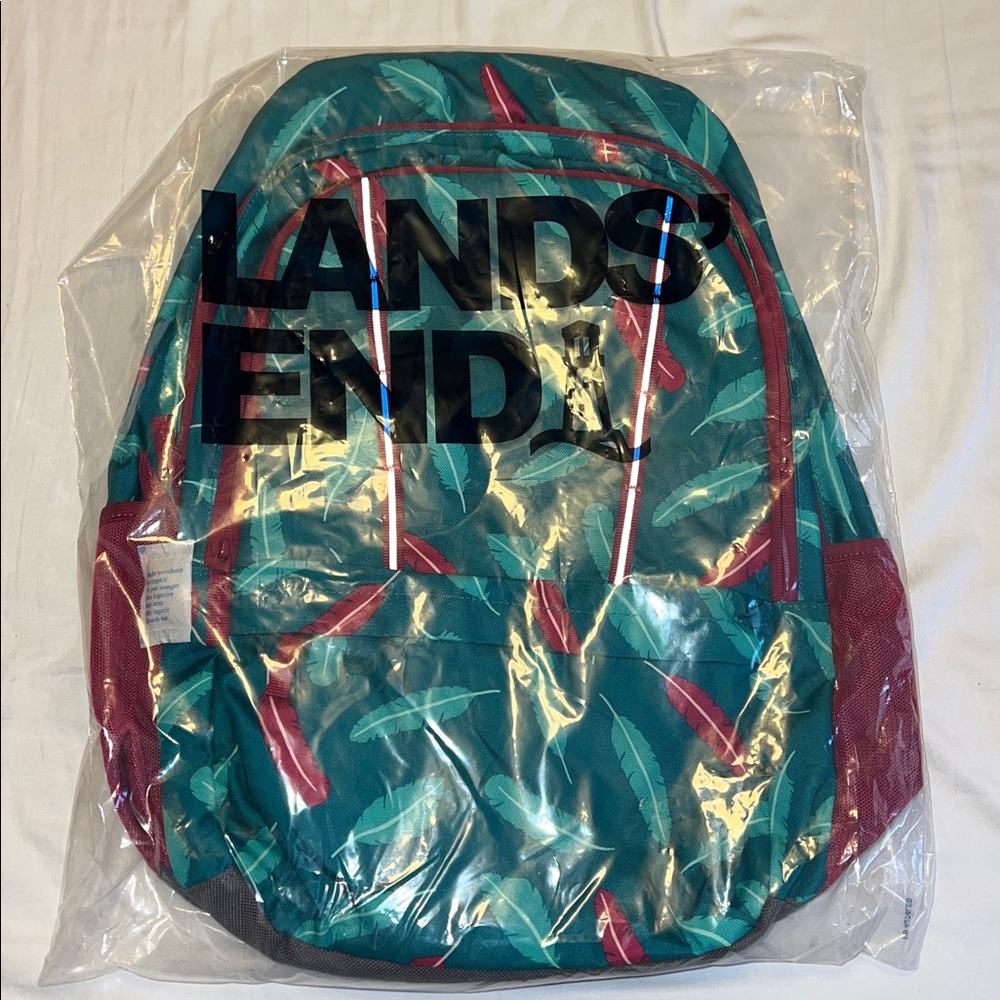 Lands' End Teal and Burgundy Backpack
